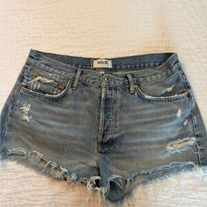 AGOLDE Parker Vintage Denim Cutoff Shorts — Light Wash Distressed